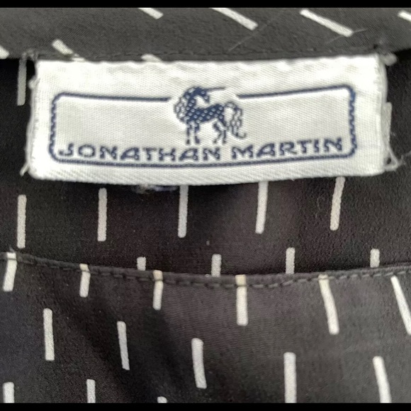 Jonathan Martin Vintage Black White Line Printed Ruched Puff 3/4 Sleeve Blouse - Picture 2 of 5